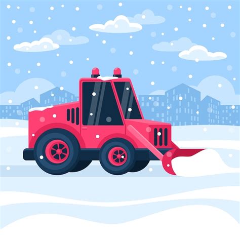 Free Vector Flat Snow Plow Illustration