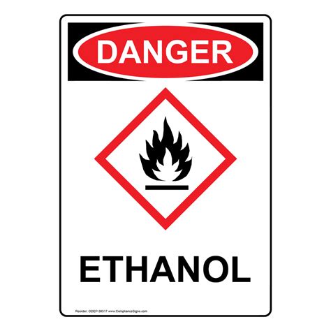 Vertical Ethanol Sign Osha Ghs Danger