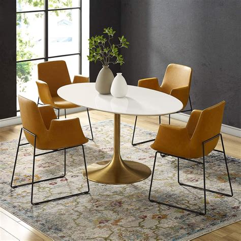 Modway Lippa 60 Mid Century Modern Kitchen And Dining Table With Oval