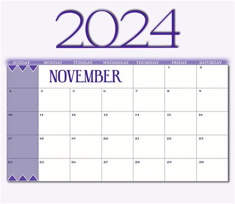 Plantilla De Calendario Del Mes De Noviembre De 2024 Vector Premium