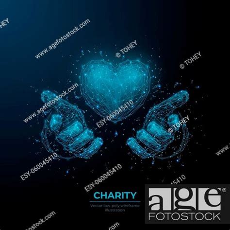 Digital Vector 3d Human Hands Holding Or Giving Heart Symbol In Dark