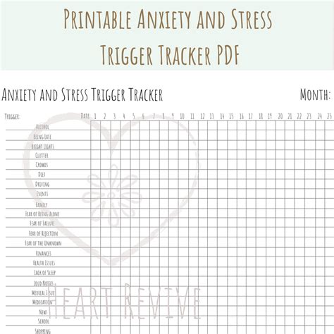 Anxiety And Stress Trigger Tracker Anxiety Journal Printable Etsy