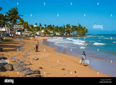 Surfer On Luquillo Beach Puerto Rico Caribbean Stock Photo Alamy