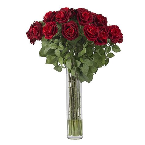 Nearly Natural 32 Inch Artificial Long Stem Roses Arrangement With