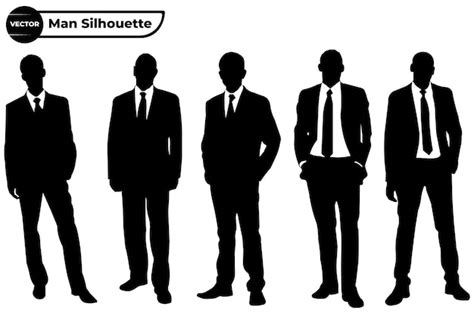 Premium Vector Large Collection Of Business Man Silhouette In A Business Suit Standing With