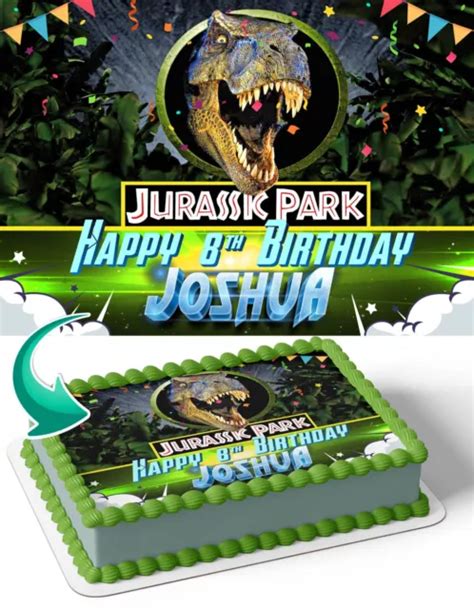 jurassic world t rex dinosaur edible cake topper party decoration edible image eur 16 86