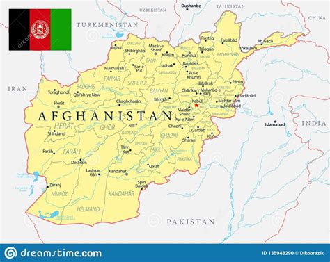 Afghanistan Map Cities Regions Vector Royalty Free Cartoon