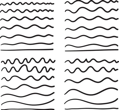 Hand Drawn Wave Line And Wavy Zigzag Pattern Lines Vector Black