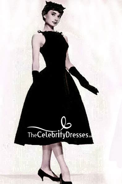 Audrey Hepburn Vintage Tea Length Black Dress Thecelebritydresses