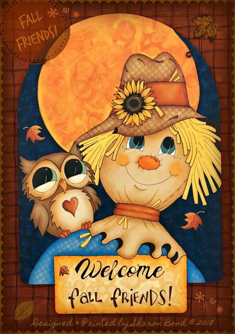 Scarecrow Painting Scarecrow Face Halloween Painting Fall Canvas