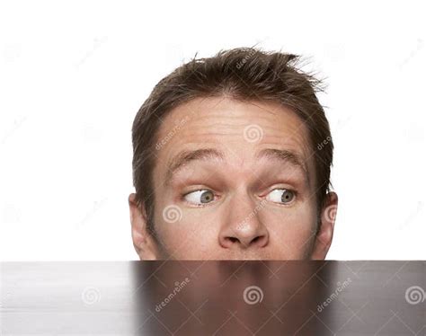 Man Hiding Behind Desk Stock Image Image Of Person Eyeball 13595239