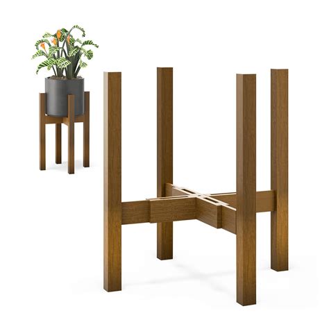 Wooden plant stand, Tall plant stand indoor with marble option, Mid