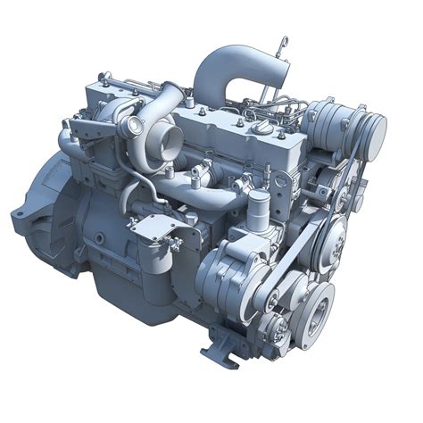 6 Cylinder Diesel Engine 3d Model