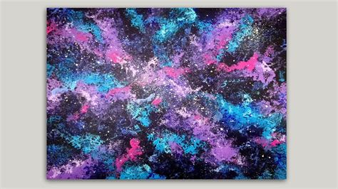 Sponge Painting A Galaxy And Stars With Acrylic Paint Acrylic