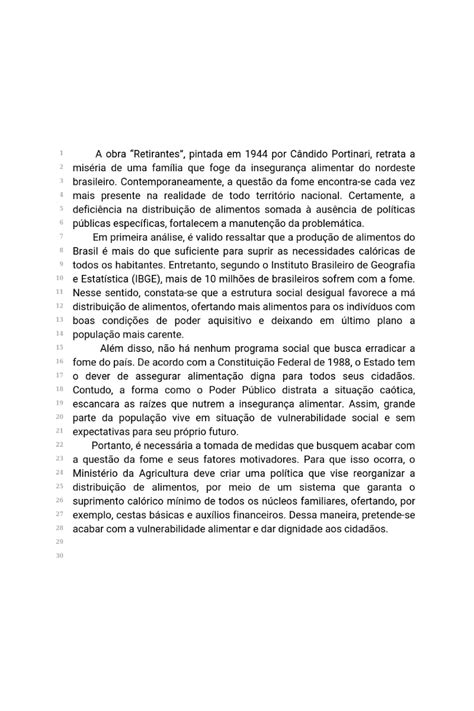 Combate A Fome No Brasil Redação