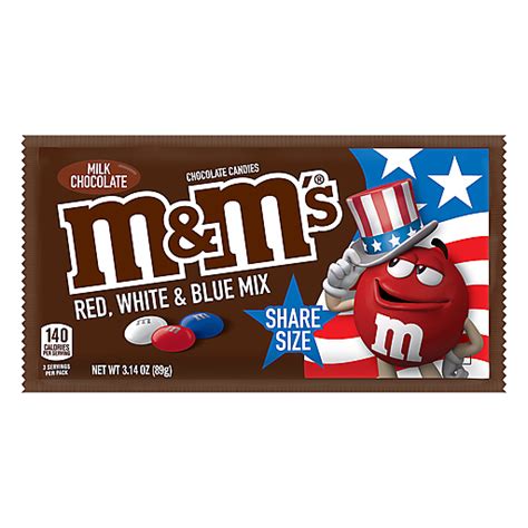 Mandms Share Size Red White And Blue Mix Milk Chocolate Chocolate Candies