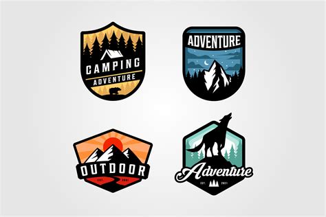 set of adventure camping logo vector gráfico por lawoel · creative fabrica