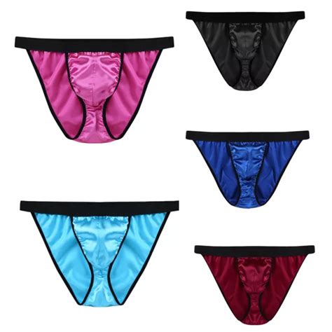 Mens Sissy Lingerie Shiny Satin Tanga Panties Thong Bikini Briefs Underwear 627 Picclick