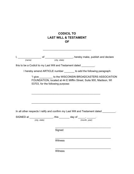 26 Sample Codicil To Last Will And Testament Free To Edit Download