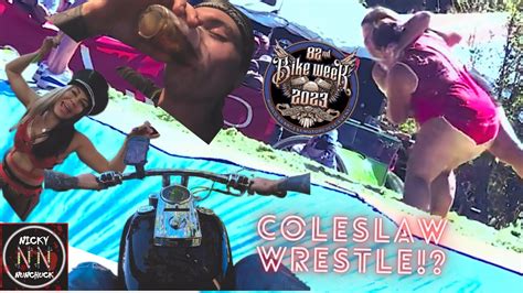 Daytona Bike Week Goes Crazy Coleslaw Wrestling Youtube