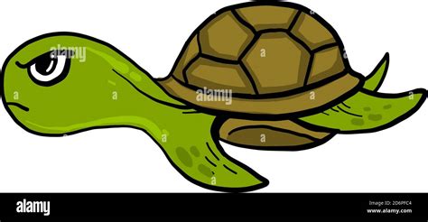Angry Green Turtle Illustration Vector On White Background Stock