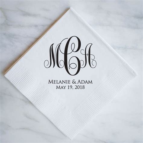 Custom Monogram Napkins With Names And Dates Personalized