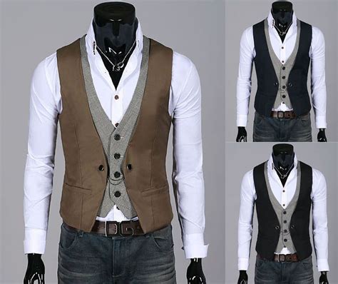Details About Mens Formal Vest For Men Casual Double Layered Waistco Dress Vests Jackets Mens