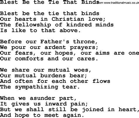 Baptist Hymnal Christian Song Blest Be The Tie That Binds Lyrics With Pdf For Printing