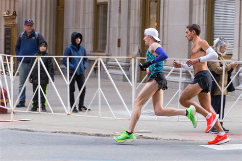 Men And Male Participants Of Chicago Marathon Running Shirtless Through The Streets Creative