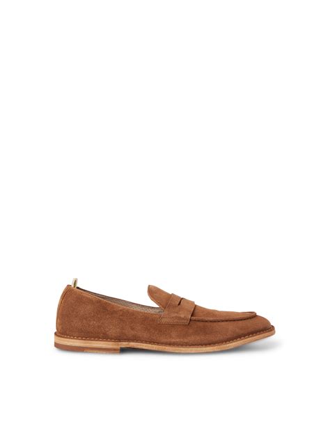 Officine Creative Suede Penny Loafer Brown Rinascenteit