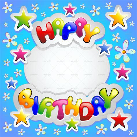 Happy Birthday Colorful Stickers Card Birthday Wishes For Kids Free