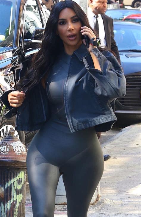 Kim Kardashian Turns Heads In NY Wearing Skin Tight Rubber Catsuit