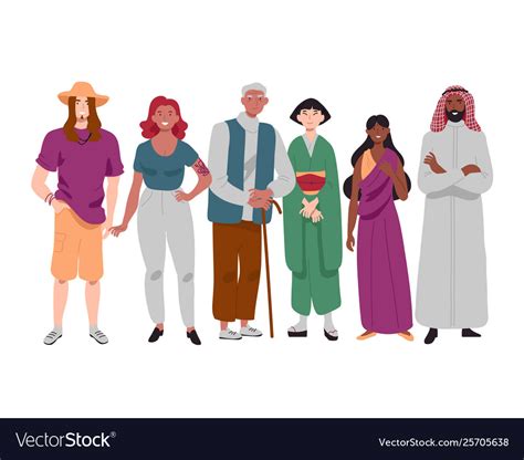 Group Diverse Multi Ethnic People Standing Vector Image