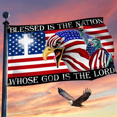 God Eagle American Flag Blessed Is The Nation Whose God Is The Lord