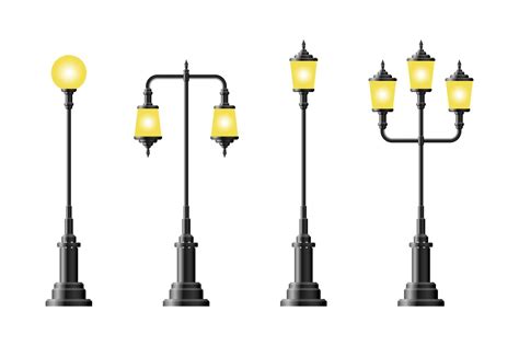 Set Of Realistic Vintage Street Lamps 1437880 Vector Art At Vecteezy