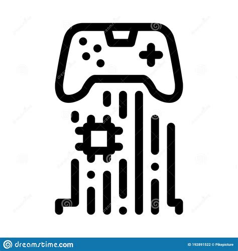 Game Controller Chip Icon Vector Outline Illustration Stock Vector