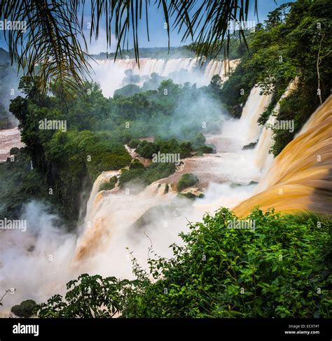 Iguazu Falls Are Waterfalls Of The Iguazu River On The Border Of