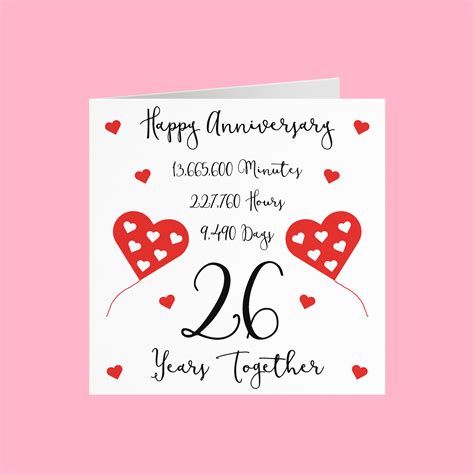 26th Wedding Anniversary Card 26 Years Together Happy Etsy