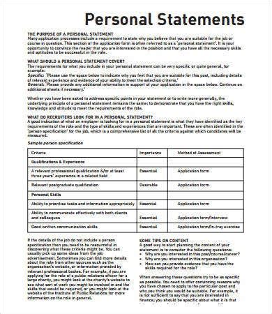 personal statement format    word documemts