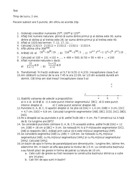 Test Matematica Clasa 6 A Pdf