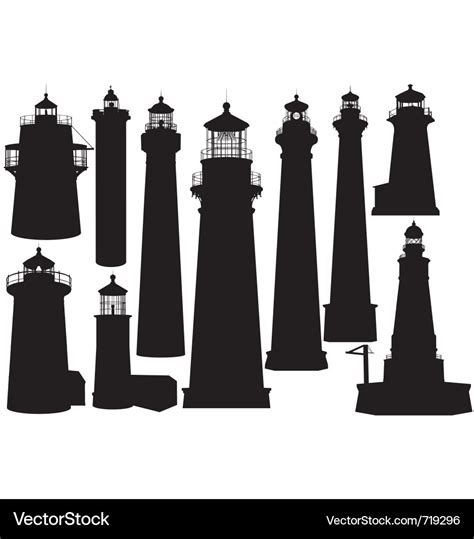 Lighthouse Silhouettes Royalty Free Vector Image