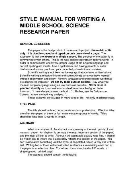 See our collection of social science research paper examples. Example Of Research Paper Middle School - Middle school ...