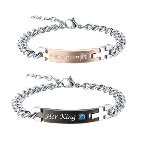 Wish her a happy anniversary with our unique anniversary gift ideas for her? His Only Her One Couple Cuff Wrist Bracelet Stainless ...
