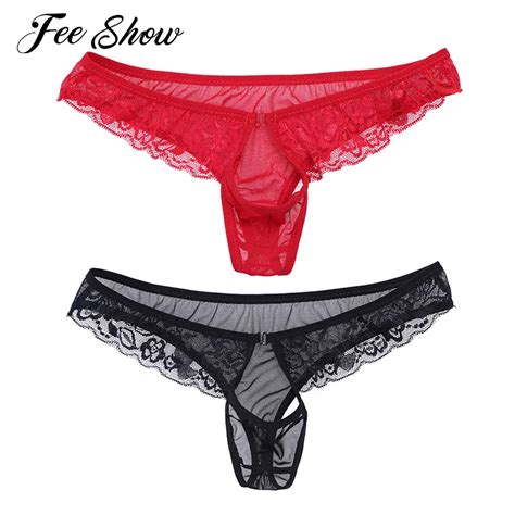 sexy mens underwear lingerie lace mesh briefs bikini underwear with penis hole mens briefs sissy