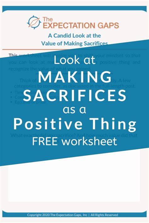 Value Of Sacrifice Worksheet The Expectation Gaps