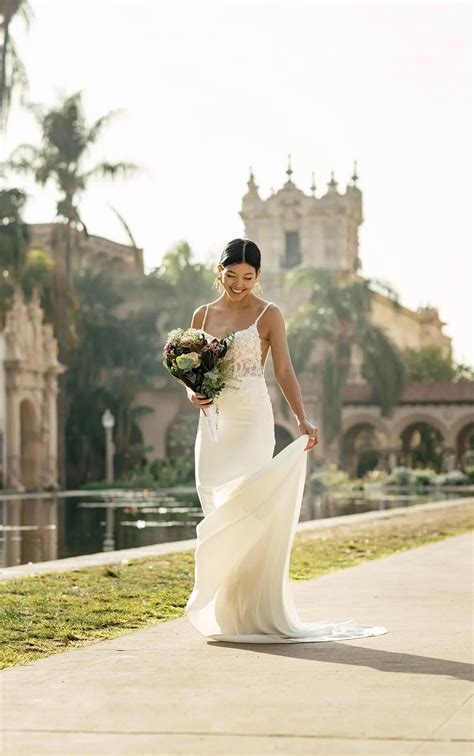 7531 Stella York Sleek Lace Column Wedding Dress With Beaded Back