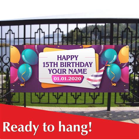 Happy 15th Birthday Banner Custom Banner Birthday Custom Etsy