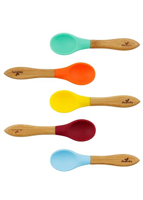 Avanchy Babys Bamboo And Silicone Training Spoons Set Of 5 Bergdorf