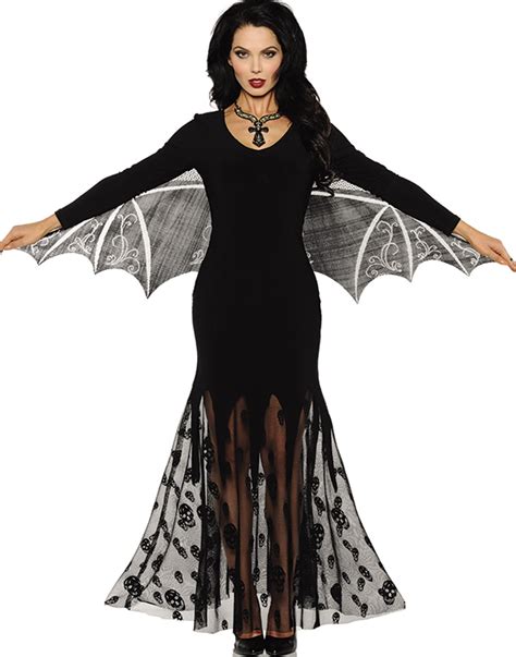 vampiress womens gothic vampire dress with attached wings halloween costume