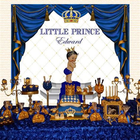 Printable Royal Blue And Gold Prince Themed Crown Tiara King Backdrop Birthday Party St